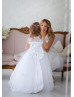 White Lace Tulle High Low Flower Girl Dress White Lace Tulle High Low Flower Girl Dress
